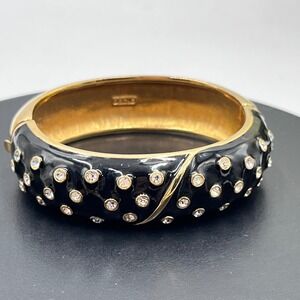 Daniel Swarovski (D.S. Co) Swarovski Black Enamel Crystal Dotted Bangle Bracelet